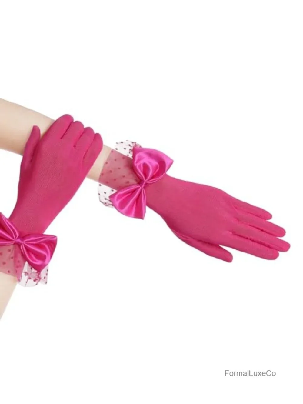 Lace Bow Gloves for Women - Short Evening Prom Wedding Opera Accessories